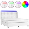 Vidaxl Box spring postelja z vzmetnico LED bela 160x200cm umetno usnje