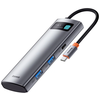 BASEUS Metal Gleam HUB adapter USB-C - 2x USB, HDMI, TF, siva