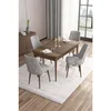 Hanah Home trpezarijski set Are, sto na razvlačenje i 4 stolice, ploča u dekoru drveta Baroque, siva tkanina Babyface