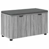 Vidaxl Haldna klop z blazino s polico Siva Sonoma 80 x 38 x 46 cm