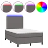 Vidaxl Box spring postelja z vzmetnico LED siva 120x190 cm um. usnje
