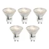 Komplet 5 GU10 50mm 3-stopenjsko zatemnitvenih LED žarnic v Kelvinih prozornih 4,9W 450 lm 2000-2700K