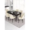 Hanah Home Set Trpezarijski sto i 6 stolica Eva, Krem-crni