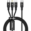 BASEUS RAPID 3IN1 TYPE-C LIGHTNING MICRO-USB CABLE PD20W 150CM BLACK (6953156204294)