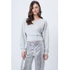 Trend Alaçati Stili Bluza svetlo siva