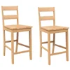 Vidaxl Bar Stools 2 kosa naravnega masivnega lesa gume