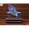 Black Cut 3D Lampa Ajkula, Toplo bela