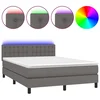 Krevet box spring s madracem LED sivi 140x200cm od umjetne kože