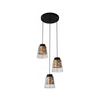 Fresno Pendant Talerz Black 3X60W E27 Colorless Lampshade