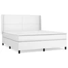 Vidaxl Box spring postelja z vzmetnico bel 160x200 cm umetno usnje
