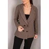 armonika Womens Mink Stripe Patterned Four Button Cachet Jacket