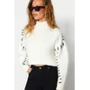 Trendyol Ecru Soft Textured Yarn Detailed Knitwear Sweater