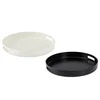 Servirni pladenj okrogel z ročaji 33x33x4,2cm belo-črn 69280