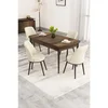 Hanah Home trpezarijski set Nix, sto na razvlačenje i 4 stolice, ploča u dekoru drveta Baroque, krem tkanina Babyface