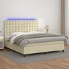 Krevet box spring s madracem LED krem 180x200cm od umjetne kože