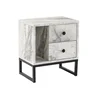 Nočna omarica Novato 109 (Beli marmor + Črna) Beli marmor, Črna, 50x45x30cm, Iverna plošča