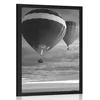 Plakat prelet balonov nad gorami v črnobeli varianti - 60x90 no frame
