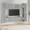 10-dijelni set TV ormarića sivog sonome konstruirano drvo