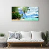 tulup.si Slika na steklu Palm beach sea landscape 125x50 cm 2 obešalnika