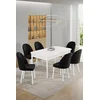 HANAH HOME Rasklopivi trpezarijski sto i stolice (7 delova) Enya White Black