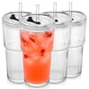 Vilde Kubki szklane z pokrywkš i słomkš 500 ml 4 szt.