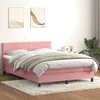 Box Spring krevet s madracem i LED ružičasti 160x220 cm baršun