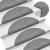Prostirke za stepenice, samoljepljive, 15 kom, 56x17x3 cm, svijetlo sive, poluokrugle