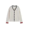TOMMY HILFIGER Pletena jopa slonovina / mornarska / ognjeno rdeča