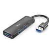 C-TECH USB-razdelilnik, UHB-U3-AC, 1x USB-A 3.0, 2x USB-A 2.0, 1x USB-C, črn