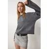 Happiness Istanbul Womens Anthracite Basic Knitwear Sweater