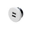 Hera Dvojna vtičnica USB, okrogla, bela - Plastika