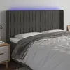 Vidaxl LED posteljno vzglavje temno sivo 183x16x118/128 cm žamet