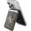 Guess 4G Kovinski Logotip MagSafe Denarnica za Karte z Stojalom Rjava