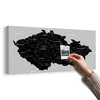 Slika na pluti moderna črno-siva zemljevid Češke - 200x100 transparent