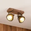 Stropni reflektor Lindby Farovi, črn, 27 cm, 2-svetlobni, GU10 - Dnevna soba/jedilnica - Industrijski dizajn - črna, rjava - Les