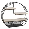 Zidna polica 39.3x10.3x36cm boja drveta/crna Atmosphera