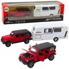 slomart LEAN TOYS Terensko vozilo s kamperjem, kovinski, pogon, luči, zvoki, rdeč 1:32