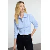 Trendyol Blue Waist Fitted Pattern Shirt