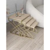 Hanah Home Ela set od 4 umetnuta stočića, zlatni ram, MDF ploče u dekoru travertina