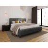 Carryhome OBLAZINJENA POSTELJA 180 cm x 200 cm , tekstil antracit