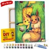 ERS Slika Pokemon Pikachu in Eevee po številkah z okvirjem 50x70 cm
