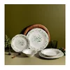 24-delni jedilni servis, bela/zelena, porcelan