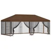 Vidaxl Paviljon s stenami 6 x 3 m Rjava Poliester in jeklo 190