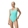Speedo textd belted deep u-back 1 piece blue s - uk32