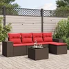 vidaXL 6-delni vrtni komplet sedežnih garnitur z blazinami rjav poli ratan