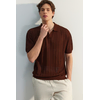 Trendyol Brown Limited Edition Regular Fit Short Sleeve Polo Neck Knitwear Tshirt