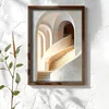 WallXpert uramljena MDF slika NAL184-46, belo stepenište sa lukovima u svetlim tonovima, 35,5 x 47 cm