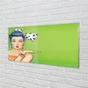 tulup.si Slika na steklu Ženska rdeče ustnice lok 120x60 cm 4 obešalnika