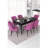 Hanah Home Set Trpezarijski sto i 6 stolica Nef, Ljubičasto-crni