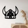 WallXpert metalni zidni ukras 5255, vikinški šlem sa rogovima, 37 x 45 cm, crni